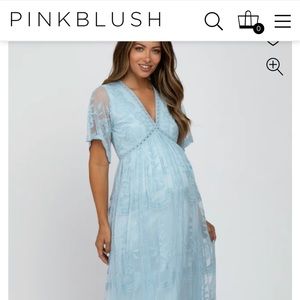 Pink Blush blue overlay maternity dress like new